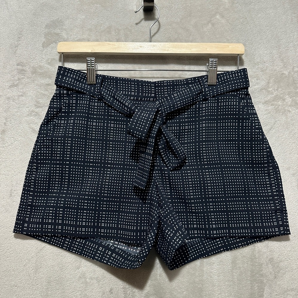 Banana Republic Womens Navy Blue White Polka Dot Tie Waist Shorts Size 0